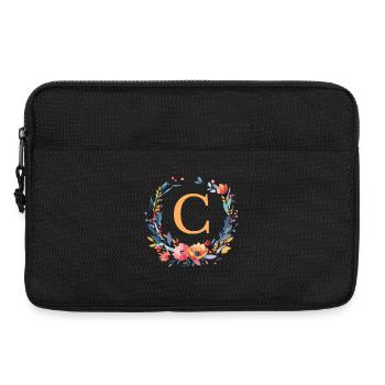 C Monogram, Couronne de fleurs, Personnalisable - Sacoche pour ordinateur portable 13 pouces - noir - Devant