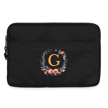 G Monogram, Couronne de fleurs, Personnalisable - Sacoche pour ordinateur portable 13 pouces - noir - Devant