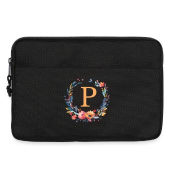 P Monogram, Couronne de fleurs, Personnalisable - Sacoche pour ordinateur portable 13 pouces - noir - Devant