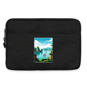 Baie d’Ha Long Îles du Vietnam Affiche de voyage souvenir - Sacoche pour ordinateur portable 13 pouces - noir - Devant