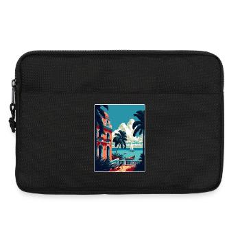 Cuba Caraïbes Voyage Affiche Souvenir Peinture WPA - Sacoche pour ordinateur portable 13 pouces - noir - Devant