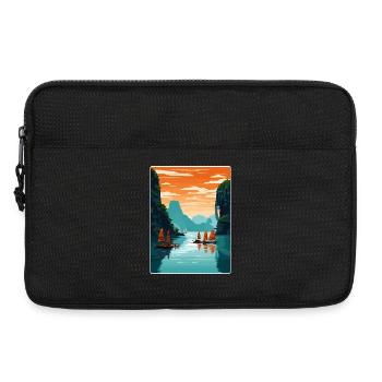 Baie d’Ha Long Îles du Vietnam Affiche de voyage souvenir - Sacoche pour ordinateur portable 13 pouces - noir - Devant