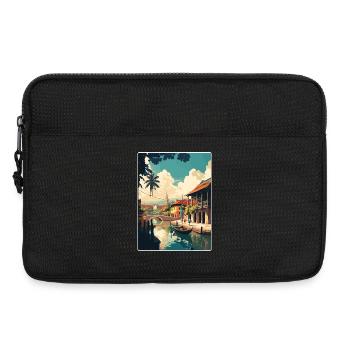 Hoi An Vietnam Travel Poster Souvenir Painting WPA - Laptop bag 13" - black - Front