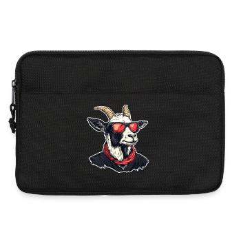 Goat in streetwear with red sunglasses - Laptop bag 13" - black - Front