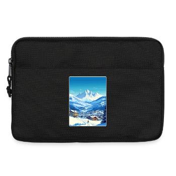 Chamonix Ski Skiing Vintage Travel Poster Souvenir - Laptop bag 13" - black - Front