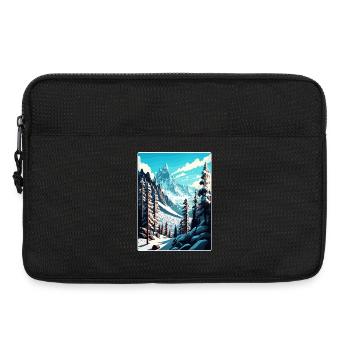 Chamonix Ski Skiing Vintage Travel Poster Souvenir - Laptop bag 13" - black - Front