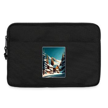 Val Thorens Ski Travel Poster Souvenir Paint WPA - Laptop bag 13" - black - Front