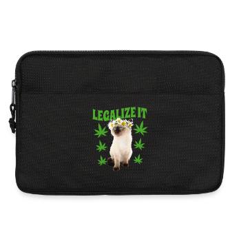 Cat Stoned Stoned Smoking Weed, Hemp Leaf, Hippie - Laptop bag 13" - black - Front