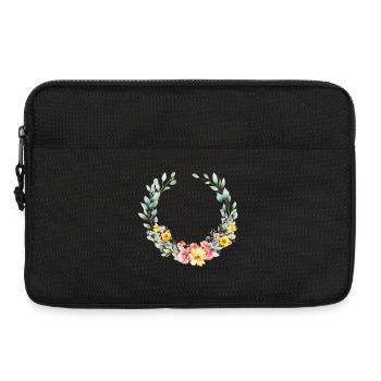 Colorful, flower wreath, customizable - Laptop bag 13" - black - Front