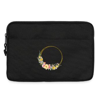 Bunter, Blumen-Kranz, personalisierbar - Laptoptasche 13" - Schwarz - Vorne