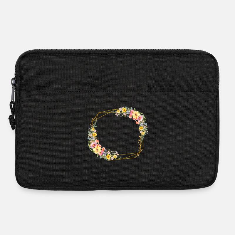 Floral, bunt, geometrisch, personalisierbar - Laptoptasche 13" - Schwarz