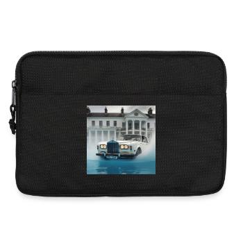 Voiture vintage dans la scène de fontaine d’eau éclairée - Sacoche pour ordinateur portable 13 pouces - noir - Devant