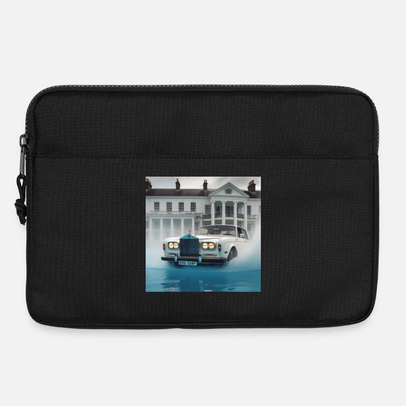 Oldtimer in beleuchteter Wasserfontänenszene - Laptoptasche 13" - Schwarz