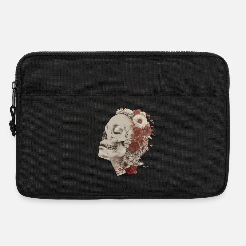 Blühender Schädel - Laptoptasche 13" - Schwarz