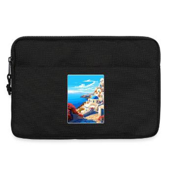 Santorin Grèce Grec Voyage Poster Souvenir WPA - Sacoche pour ordinateur portable 13 pouces - noir - Devant