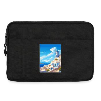 Santorin Grèce Grec Voyage Poster Souvenir WPA - Sacoche pour ordinateur portable 13 pouces - noir - Devant
