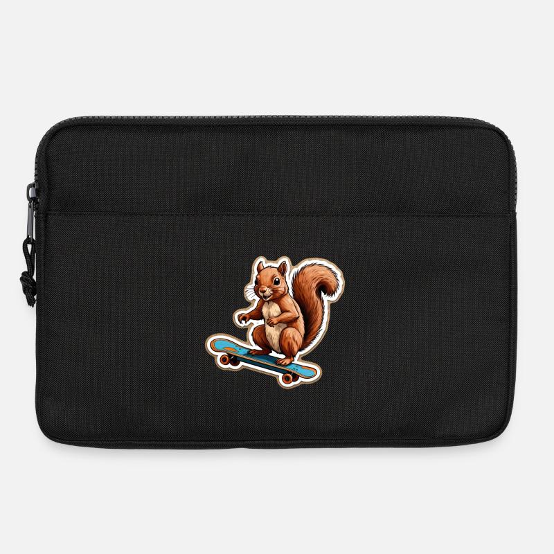 Eichhörnchen auf Skateboard - Laptoptasche 13" - Schwarz