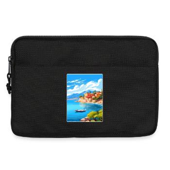 Korfu Griechenland Reise Poster Souvenir Postkarte Farbe - Laptoptasche 13" - Schwarz - Vorne