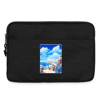 Mykonos Griechenland Reise Poster Souvenir Malerei WPA - Laptoptasche 13" - Schwarz - Vorne