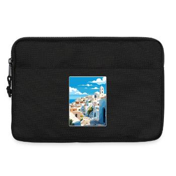 Patmos Grèce Grec Vintage Voyage Poster Souvenir - Sacoche pour ordinateur portable 13 pouces - noir - Devant