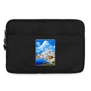 Patmos Grèce Grec Vintage Voyage Poster Souvenir - Sacoche pour ordinateur portable 13 pouces - noir - Devant