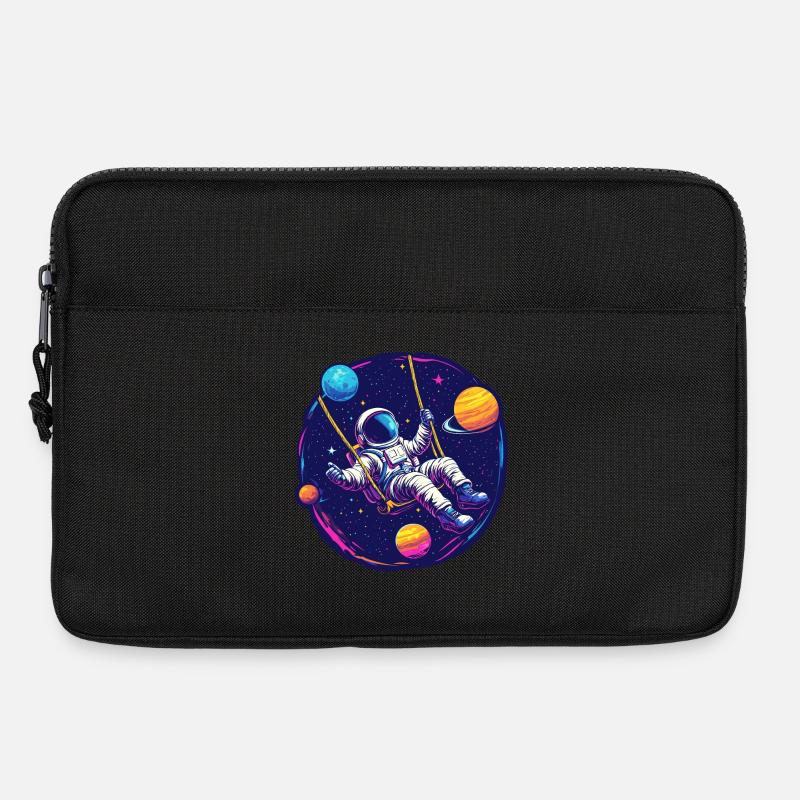 Astronaut mit Schaukel im Weltall - Laptoptasche 13" - Schwarz
