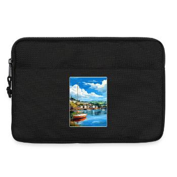 Fowey River Angleterre Affiche de voyage vintage souvenir - Sacoche pour ordinateur portable 13 pouces - noir - Devant