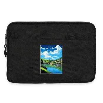 Fowey River Angleterre Affiche de voyage vintage souvenir - Sacoche pour ordinateur portable 13 pouces - noir - Devant