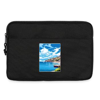 Looe England Travel Poster Souvenir Postcard Paint - Laptop bag 13" - black - Front