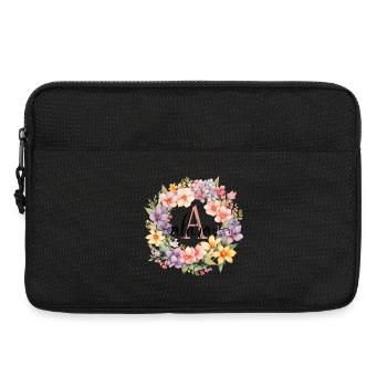 A| Monogram | Name | Alara | Watercolor | Colorful - Laptop bag 13" - black - Front