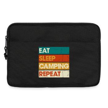 Eat Sleep Camping Repeat Striped Graphic - Laptop bag 13" - black - Front