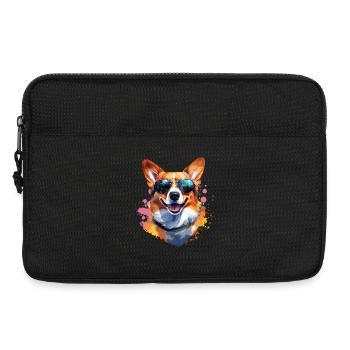 Corgie mit Sonnenbrille - Laptoptasche 13" - Schwarz - Vorne