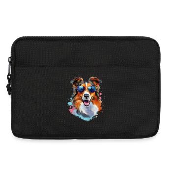 Collie mit Sonnenbrille - Laptoptasche 13" - Schwarz - Vorne