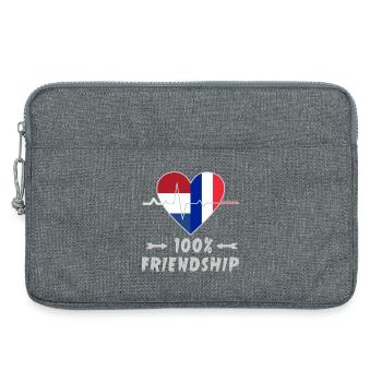 Les Pays-Bas et la France, une amitié à 100 % - Sacoche pour ordinateur portable 13 pouces - gris chiné - Devant