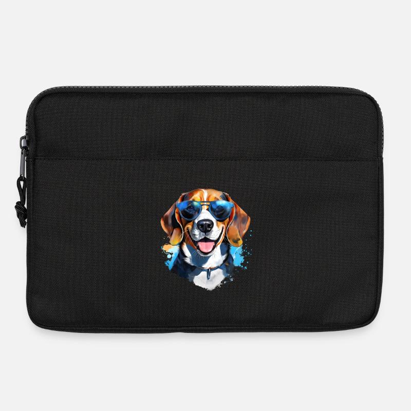 Beagle mit Sonnenbrille - Laptoptasche 13" - Schwarz