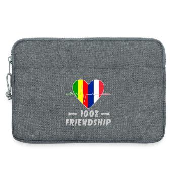 100 % amitié entre le Mali et la France - Sacoche pour ordinateur portable 13 pouces - gris chiné - Devant