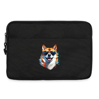 Shiba Inu mit Sonnenbrille - Laptoptasche 13" - Schwarz - Vorne