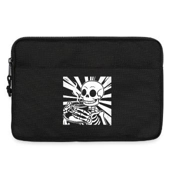Squelette buvant du café - Sacoche pour ordinateur portable 13 pouces - noir - Devant