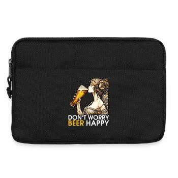 Frau trinkt Bier glücklich Geschenk - Laptoptasche 13" - Schwarz - Vorne