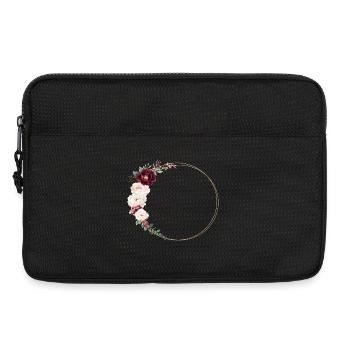 Burgund, Weiß, Rosa, Blumekranz, personalisierbar - Laptoptasche 13" - Schwarz - Vorne