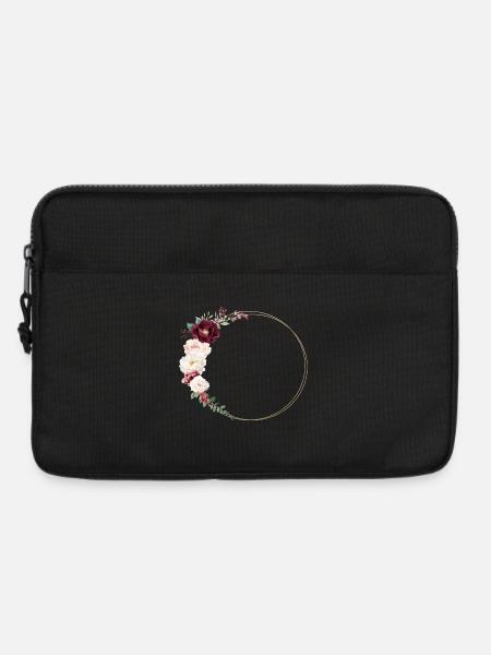 Burgund, Weiß, Rosa, Blumekranz, personalisierbar - Laptoptasche 13" - Schwarz