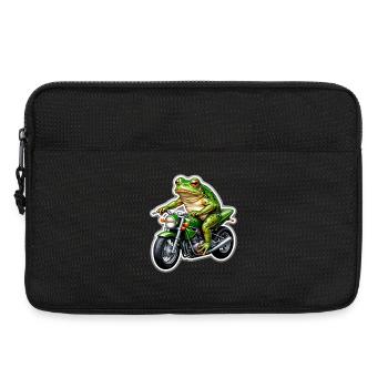 Frog on motorcycle - Laptop bag 13" - black - Front