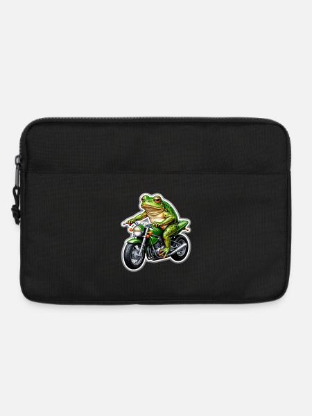 Frog on motorcycle - Laptop bag 13" - black