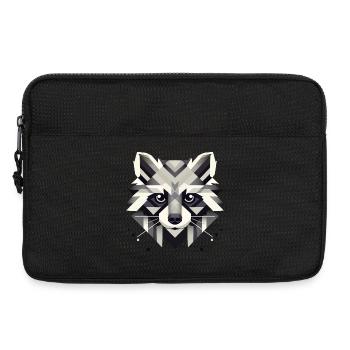 Geometrischer Waschbär in stilvoller Symmetrie - Laptoptasche 13" - Schwarz - Vorne