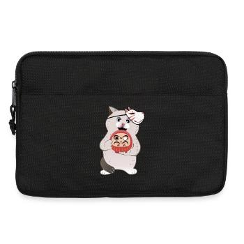 Süße Katze hält Daruma mit Kabuki Maske - Laptoptasche 13" - Schwarz - Vorne