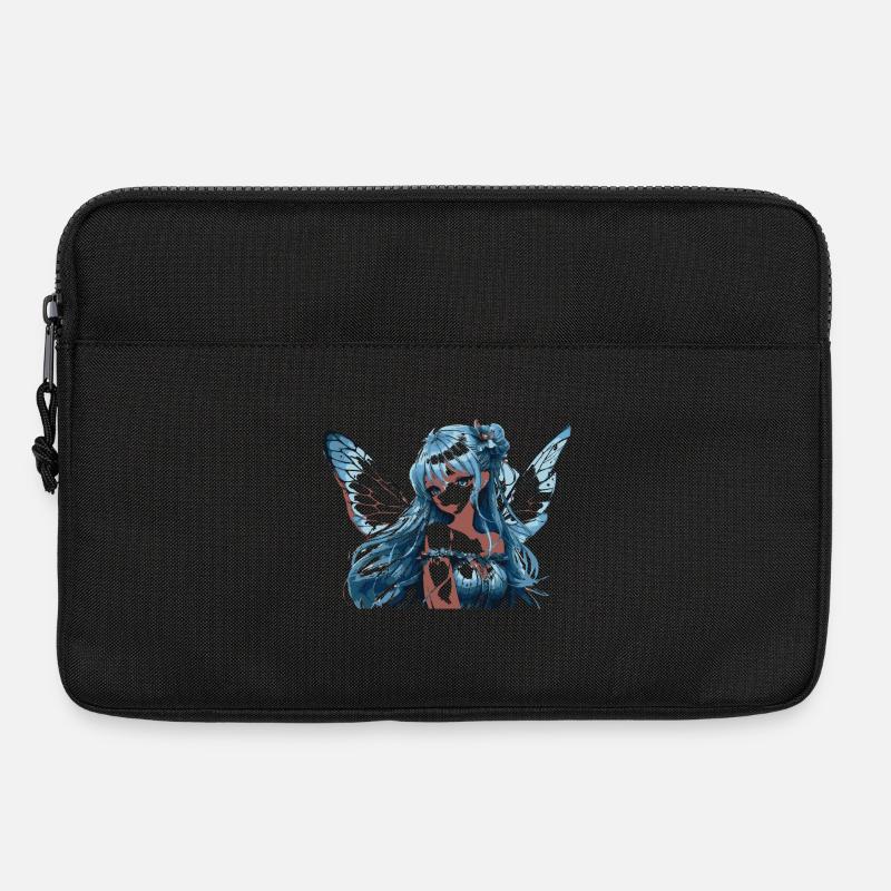 Blauer Feenflügel mit Blumen - Laptoptasche 13" - Schwarz