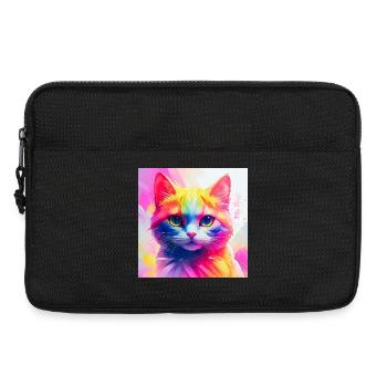 Lebendiges Regenbogenkatzen-Kunstwerk - Laptoptasche 13" - Schwarz - Vorne