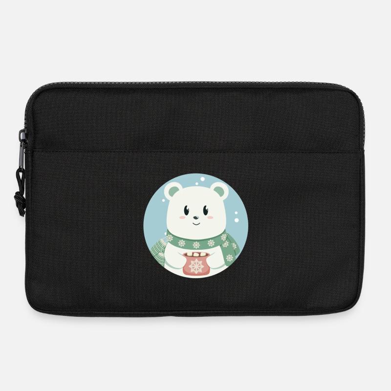 Süßer Eisbär in Weihnachtsstimmung - Laptoptasche 13" - Schwarz