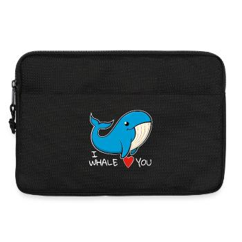 "I whale love you" Funny blue whale. - Laptop bag 13" - black - Front