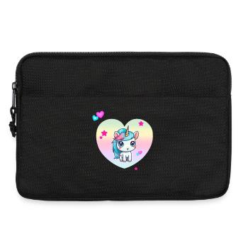 Licorne mignonne avec cœur pastel - Sacoche pour ordinateur portable 13 pouces - noir - Devant